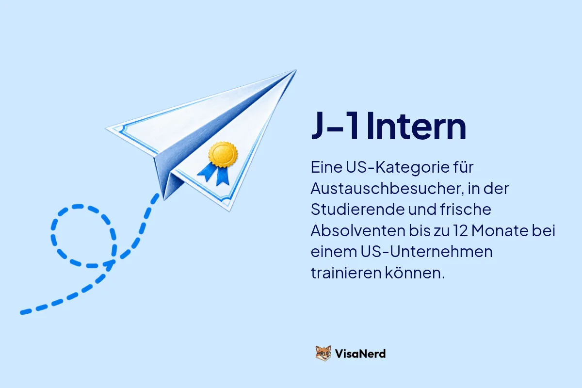 J-1 Intern: Eine US-Kategorie für Austauschbesucher, in der Studierende und frische Absolventen bis zu 12 Monate bei einem US-Unternehmen trainieren können.