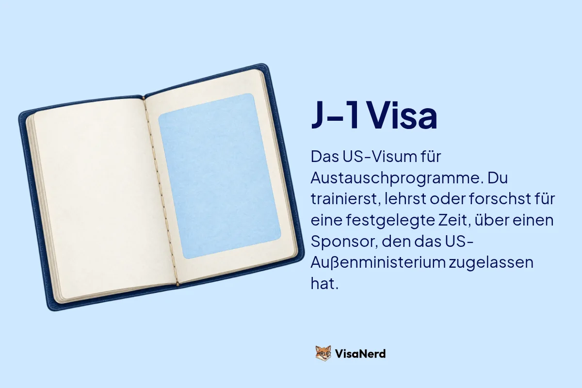 J-1 Visa: Das US-Visum für Austauschprogramme. Du trainierst, lehrst oder forschst für eine festgelegte Zeit, über einen Sponsor, den das US-Außenministerium zugelassen hat.