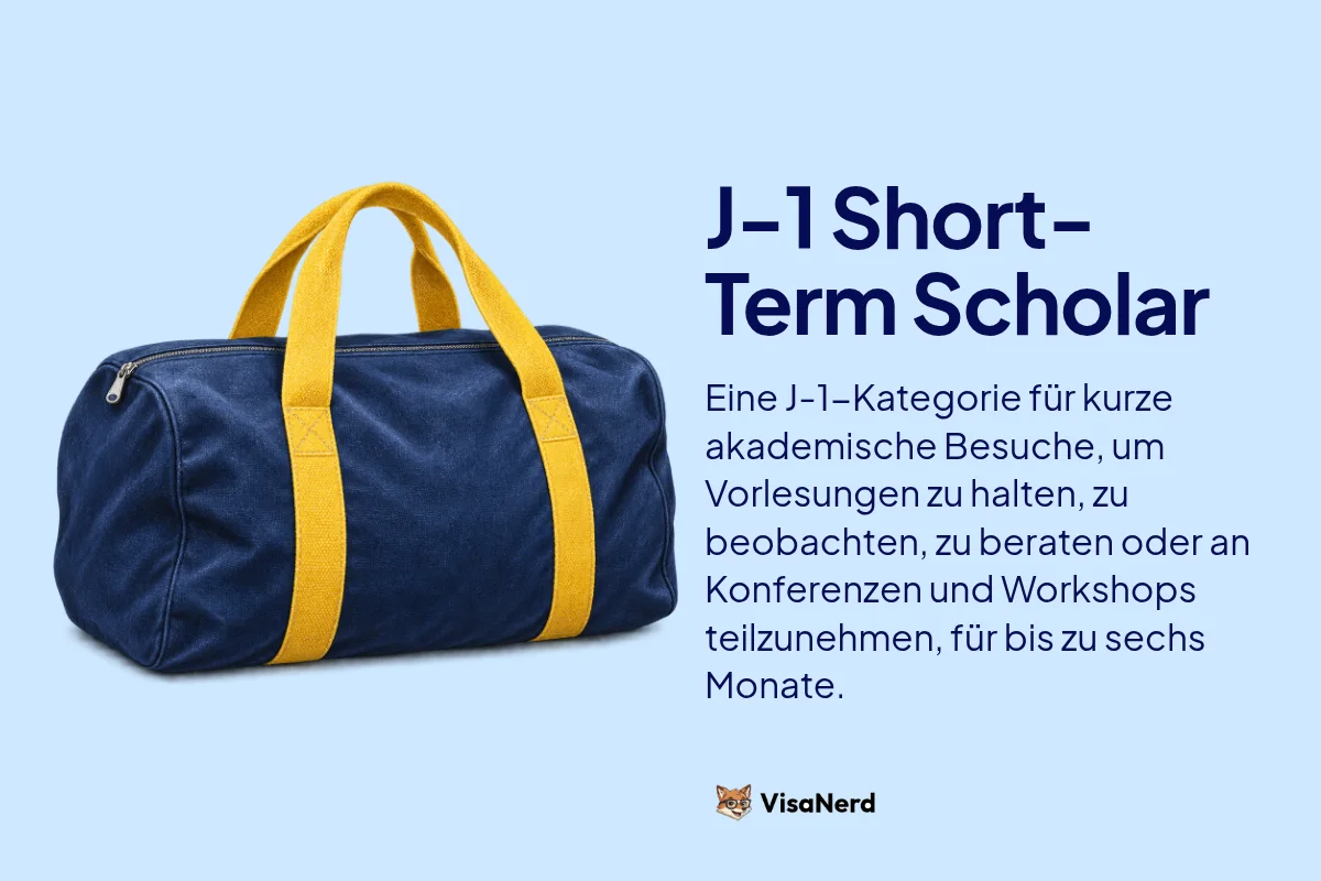J-1 Short-Term Scholar: Eine J-1 Kategorie für kurze akademische Besuche, um Vorlesungen zu halten, zu beobachten, zu beraten oder an Konferenzen und Workshops teilzunehmen, für bis zu sechs Monate.