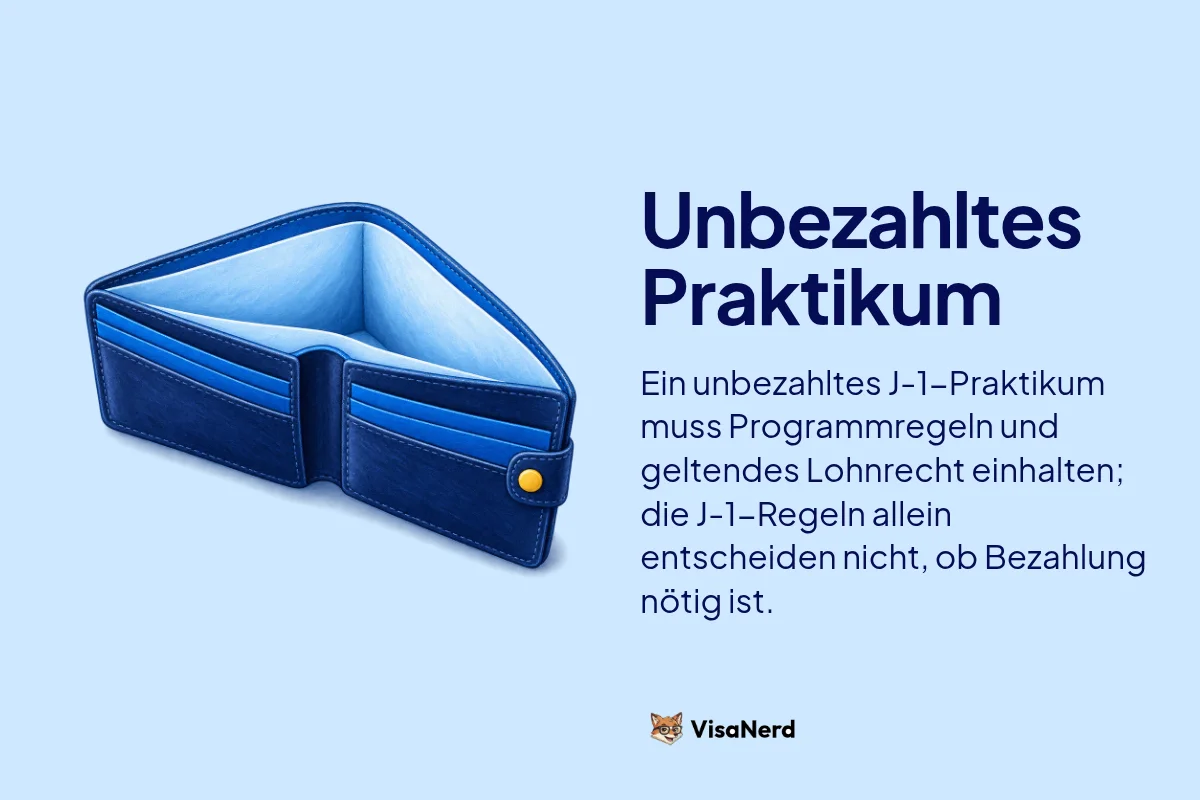 Unbezahltes Praktikum: Ein unbezahltes J-1 Praktikum muss Programmregeln und geltendes Lohnrecht einhalten; die J-1 Regeln allein entscheiden nicht, ob Bezahlung nötig ist.